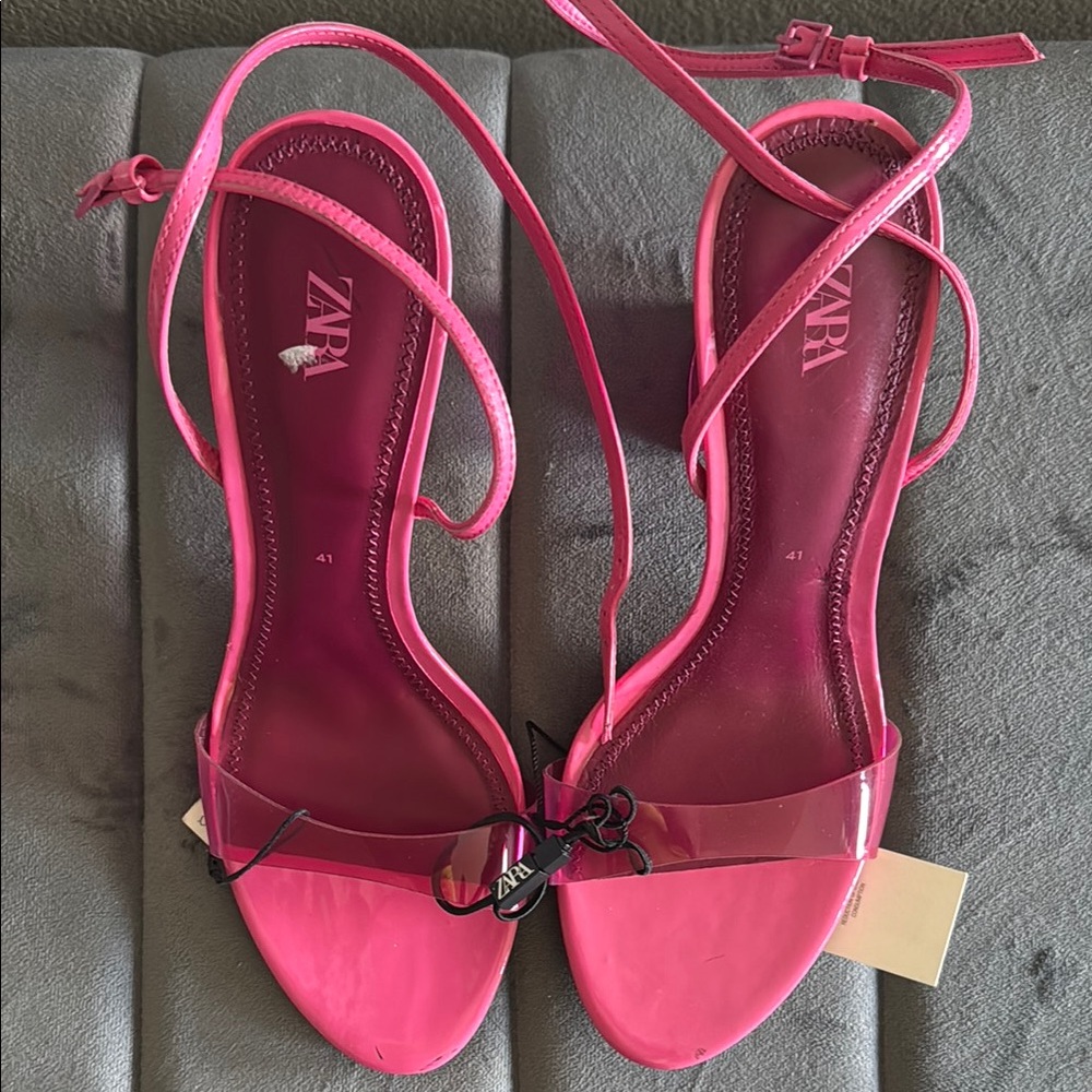 Zara Pink Strappy Sandals High Heel